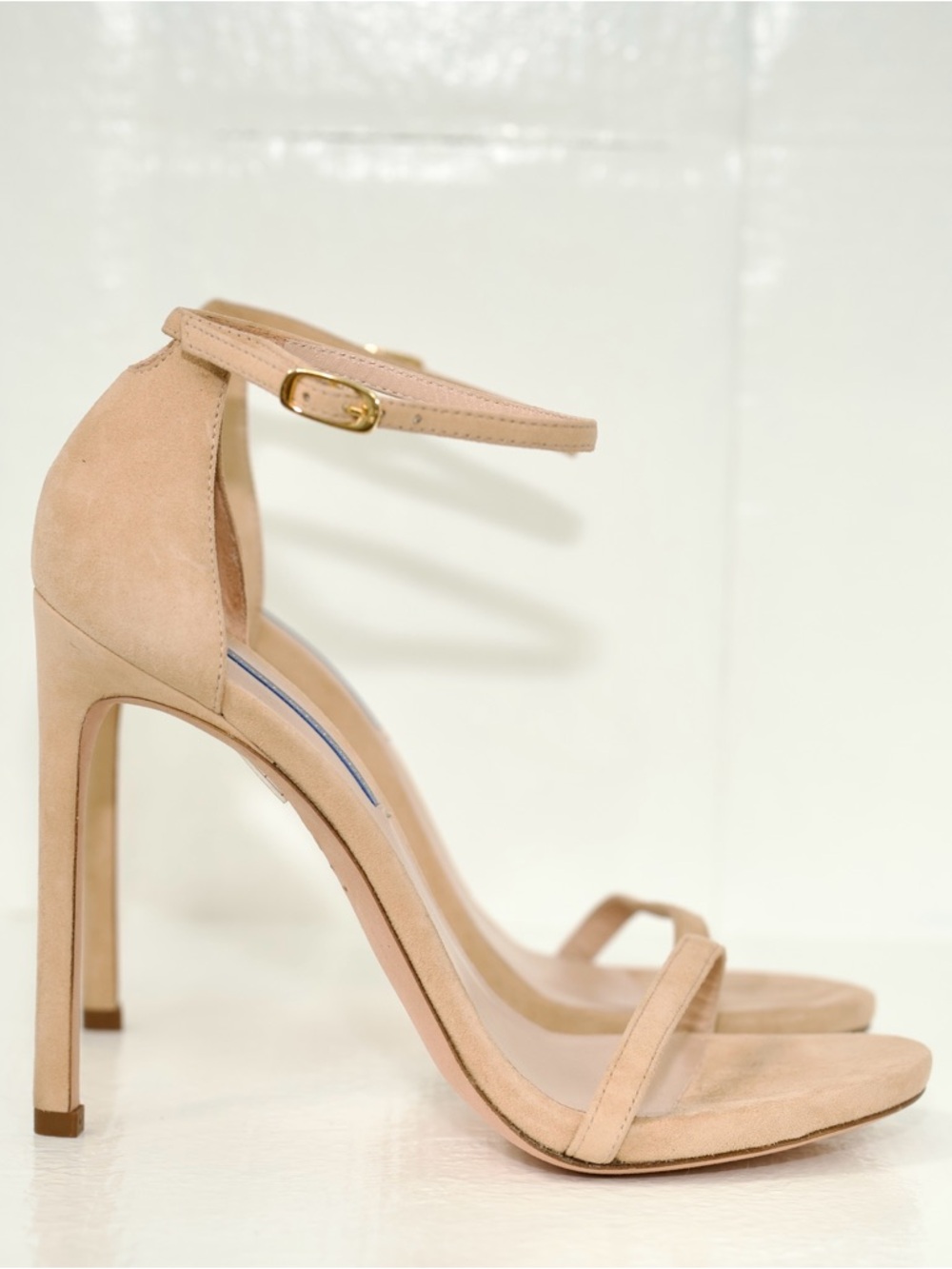 STUART WEITZMAN NUDIST ADOBE SUEDE Women's Nude‎ Ankle-Strap Heels Size 8